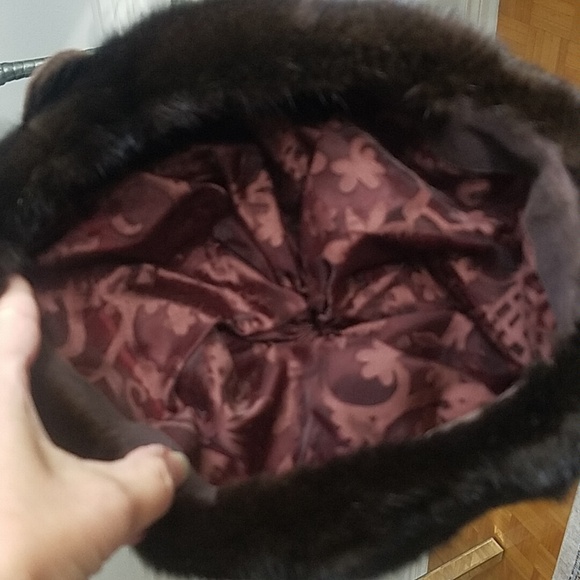 Vintage Real Mink Fur & Suede Hat With Cute Bow - Picture 8 of 10